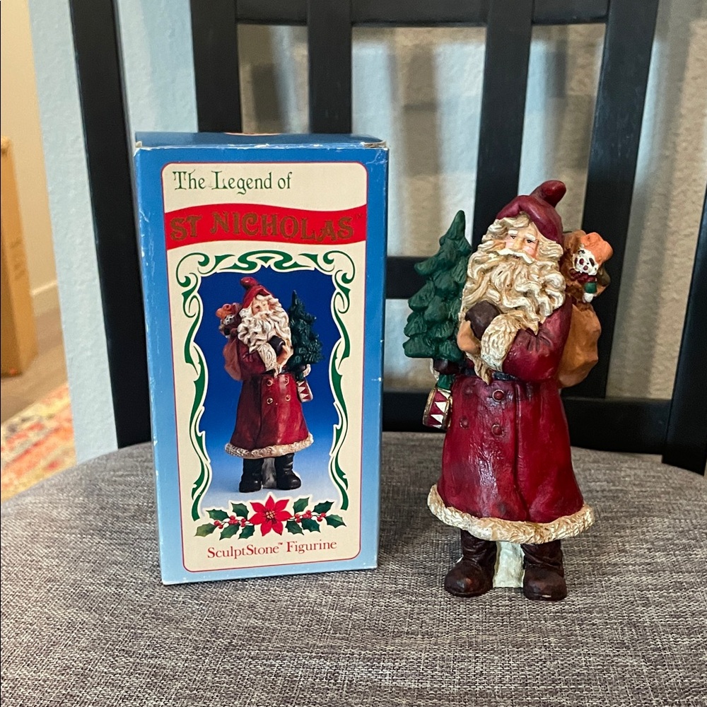 Russ St. Nicholas Figurine - Red and Brown